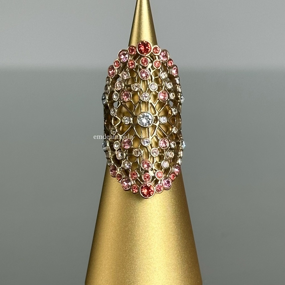 Swarovski Crystal Pink Gold Tone Elinor Cocktail Ring Size 52 (US 6) 5221507